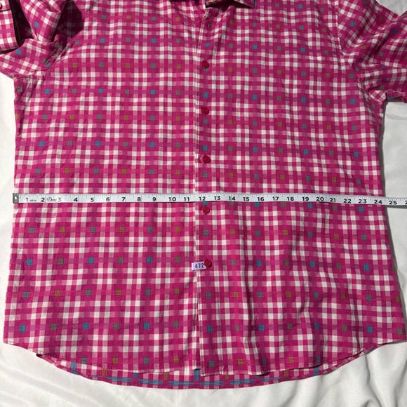 Bertigo Pink Gingham Button-Up Shirt | Flip Cuff Detail | Approx. 2XL - Picture 12 of 15
